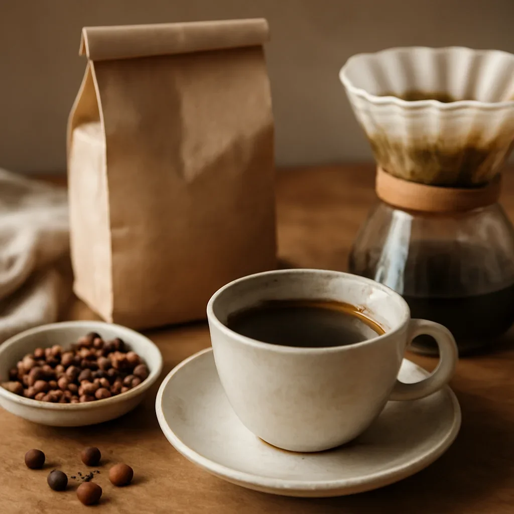 Detailed view of about kaffe in use with related coffee gear